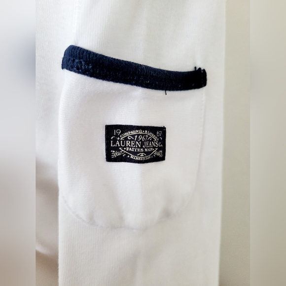 Lauren Ralph Lauren Womens Organic 100%Cotton 3/4 Sleeves Top White/Navy XL - Picture 7 of 16